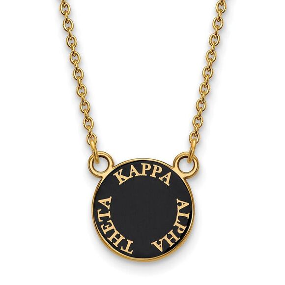 14K Plated Silver Kappa Alpha Theta Small Enamel Disc Necklace - Picture 1 of 4